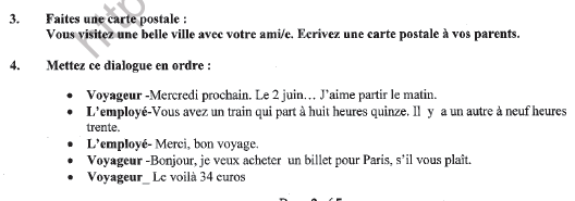 CBSE Class 9 French Question Paper Set H Solved